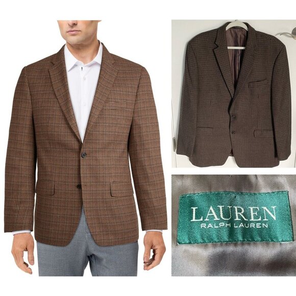 Lauren Ralph Lauren Other - Lauren Ralph Lauren Brown Wool Houndstooth Sport Coat Blazer Jacket 47159